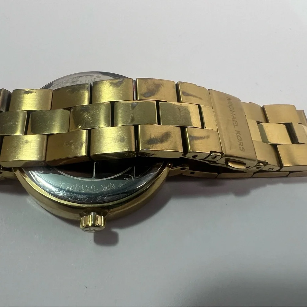 (923)Vintage Michael Kors Silver Dial Black Bracelet Quartz 6408 Watch - Picture 9 of 10